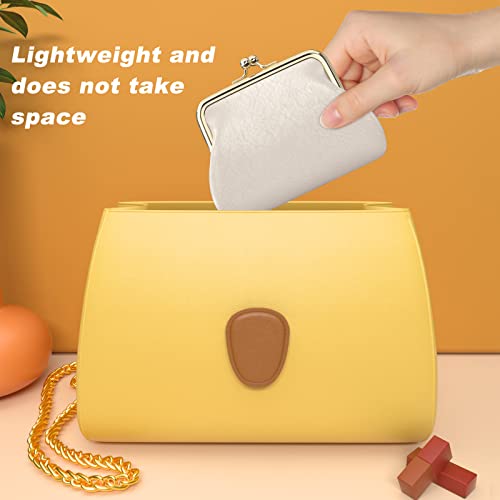 Image of Coin Purse, Small PU Leather Change Purse, Coin Wallet with Clasp, Car Change Holder Pouch for Woman Men Kids Girls, Apricot