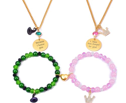 Friendship Bracelets Elphaba Galinda Accessories - Gold Crown Witch Merch Bff Matching Bracelet - Jewelry Gifts for Best friends Couples Fans Party Dress