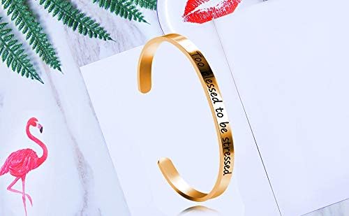 Image of Uloveido Stainless Steel Inspirational Bracelets for Women Engraved Personalized Mantra Initial Motivational Cuff Bangle Y460
