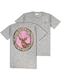 Simply Southern Heather Gray, Pink Camo Deer Buck Design, Adult T-Shirt (US, Alpha, X-Large, Regular, Regular, Heather Gray)