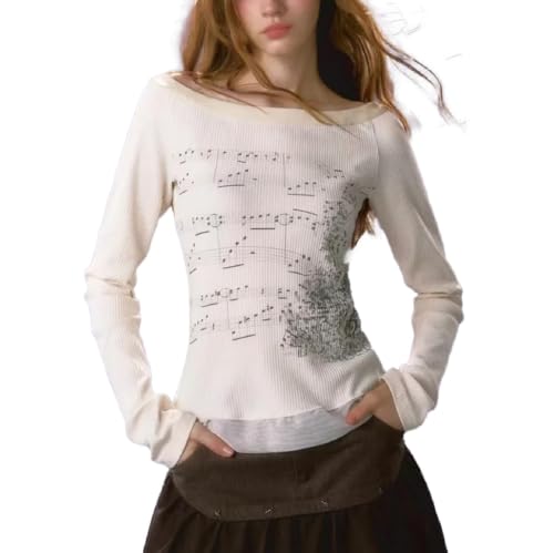 Image of Grunge Clothes for Women Y2K Tops Long Sleeve Fairy Grunge Aesthetic Shirts Teen Girls Vintage Graphic Tees Fall