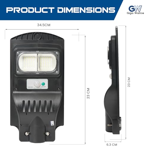 Image of Gigawatts 80 LED 30W Solar Street Light with Remote Control High Power 5Ah Battery Inbuilt 7W Solar Panel IP65 Water Resistant Outdoor Lamp for Wall Pathway Garden and Patio (1Pc, Cool White)