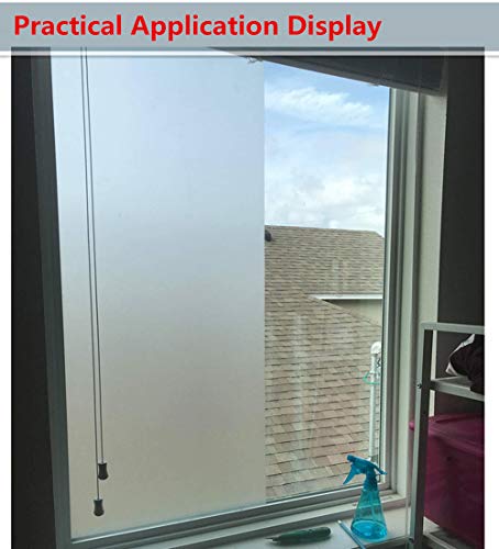 Soqool Privacy Window Film Frosted Window Vinyl for Privacy Control, Bathroom Privacy Film Sidelight Window Film Privacy Glass Film for Office/Home(White,35.4In.by 78.7In.)