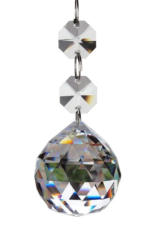 GANE-SHLIGHTS GL Crystal Chandelier Parts Prisms Pendants Balls Suncatchers Garland Glass Beads Split Rings (30 Mm Ball with 3 Beads On top, Clear) -10 Pcs