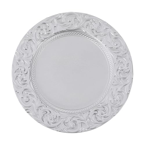50 Platos Decorativos Redondos Plástico 13 Pulgadas Plateado miniatura 1