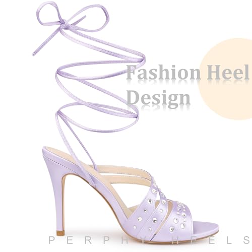 Perphy Rhinestone Satin Lace Up Stiletto Heel Sandal for Women4