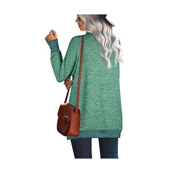 OFEEFAN-Womens-Turtle-Neck-Sweatshirts-High-Low-Hem-Side-Slit OFEEFAN Womens Tunic Tops Long Sweaters for Women to Wear with Leggings Green XL