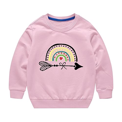 Toddler Boy Girl Sweater Fall/Winter Rainbow Print Long Sleeve Round Neck Sweater Party Birthday (Pink, 4-5 Years)