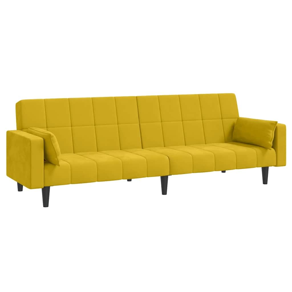 vidaXL Sofá Cama de 2 plazas con Dos Almohadas Terciopelo Amarillo