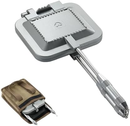 camping moon Sandwich Maker Hot Sand Single Burner Gas Fire Open Fire Compact Aluminum TT-1315 (Silver w/bag)