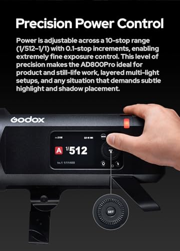 Image of Godox AD800 Pro 800Ws Studio Strobe light, Godox AD800Pro TTL Flash with 1 /8000s High Speed Sync, 300 Full Power Flashes, Stable Color Temperature Mode & 40W Bi-Color Modeling Light, 2.8 inch Color Screen