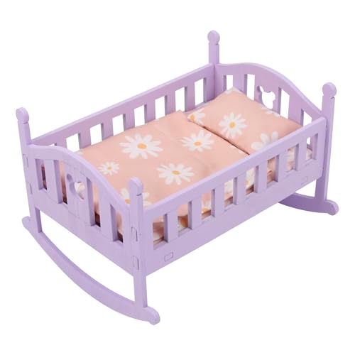 Gwezmxs Cuna Muñecas, Bebe Juguete Muebles Casa in Legno con Cama y Edredón, 20 × 13 cm