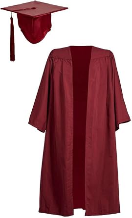 Value Graduation Gown and Cap Unisex, Academic Ceremony Costume for University& High School, Teen Outfit, Robe and Elasticated Mortar board Colours