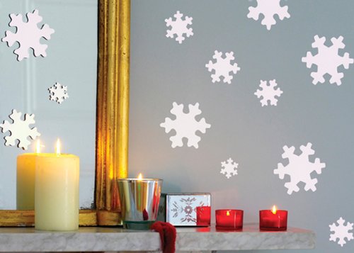 Funtosee, Snowflake Stickers, Peelable And Re-stickable, Set of 30, White