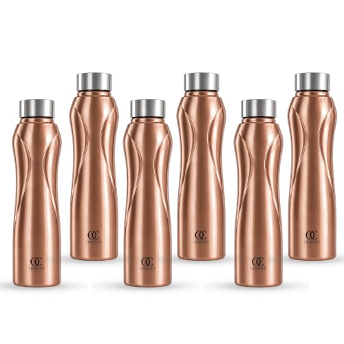 Image of Omichef Stainless Steel Water Bottle 1L (Pack of 6) | Copper Finish | Fridge Safe, Leak Proof, BPA Free | Ideal for Home, Office, School & Gym