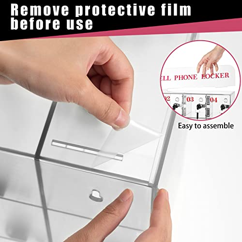 Clear Cell Phone Locker Box With Keys Acrylic Cell Phones Storage Cabinet Wall Mounted Clear Phone Lock Box Classroom Phone Organizer For Pocket Cellphone Holder School Office (12 Slots Style) #TOP3