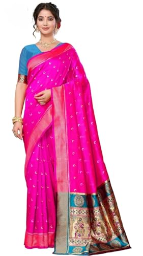 Sari traditionnel pour mariage et fêtes élégantes, Banarasi Jacquard Rose de la marque KULIA®