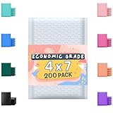 Poly Bubble Mailers 4x8 200 Pack White Waterproof Self Seal Adhesive Shipping Bags, Cushioning Padded Envelopes for Shipping, Mailing, Packaging Usable 4x7