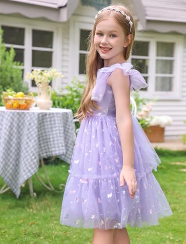 AWIBMK Flower Girls Flutter Sleeve 3D Butterfly Sparkly Tulle Dress Kids Party Prom Bridesmaid Wedding Guest Dresses3
