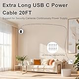 USB C Cable 6M,60W Extra Long Power Extension Cable Type C Fast Charging Cord for iPhone 17 16 Pro Max/MacBook Pro Air/iPad/Eufy Mi Security Cameras/Samsung S25 S24 Ultra S23 S22 Android& Laptop,Black - Image 4