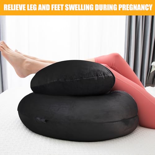Image of 1 MIDDLE ONE Pregnancy Pillow, C Shaped Full Body Pregnant Women Sleeping Pillow for Maternity Support with Cover (Black)