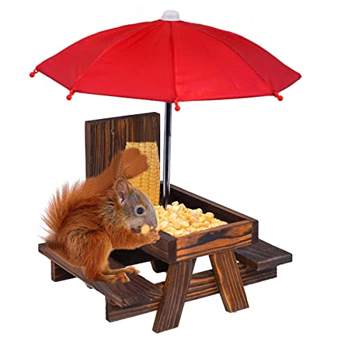 JETAINE Squirrel Feeder Picnic Table with Corn Cob Holder