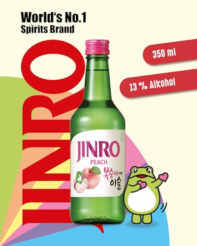 JINRO Soju, Flavoured Jinro Peach, Koreanisches alkoholisches Getränk mit Pfirsichgeschmack, 13% vol, 1 x 350ml