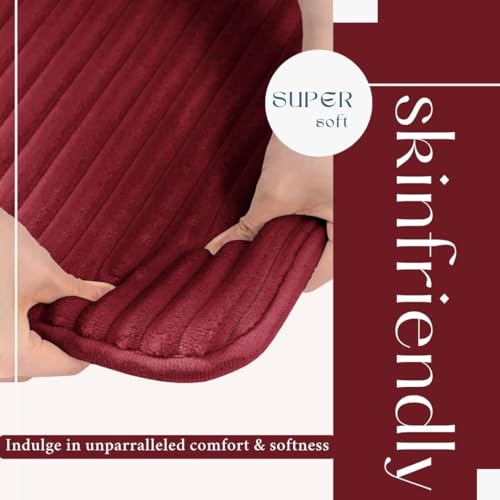 Image of SANMARINO Ultra Soft Memory Foam Bath Mat 16 inch x 24 inch | Non-Slip, Thick & Water Absorbent Bathroom Rug | Quick Dry Shower Floor Mat | Bath Rug for Bathroom & Home Decor - (Red, 40 x 60 cm)