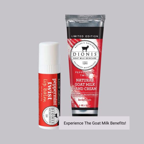 Dionis - Goat Milk Skincare Peppermint Scented Hand Cream & Lip Balm Set (1 Oz And .28 Oz) - Made In The Usa - Cruelty-Free And Paraben-Free #TOP3