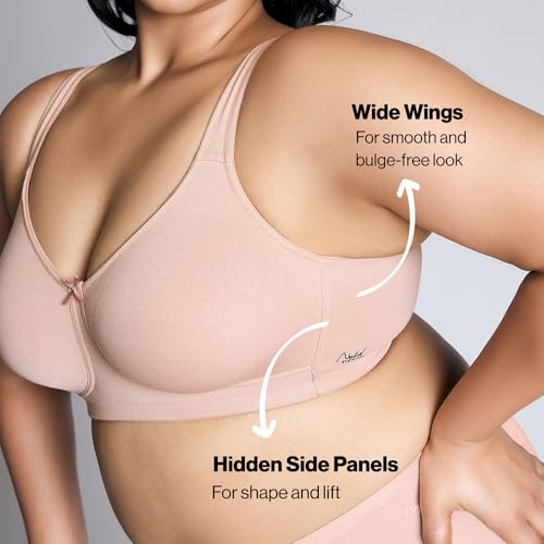 Image of NYKD NYB105 Wirefree Cotton No Sweat Breast Seperating Non-Padded Full Coverage Bra for Women (Available in Plus Size)