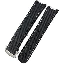 Curved Metal End 21mm 20mm FKM Watchband For Omega AT150 Seamaster AQUA TERRA 150M WORLDTIMER Bracelets Fluororubber Watch Strap