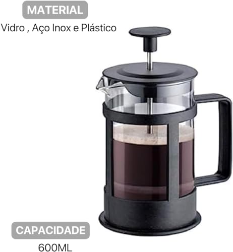 ALLMIX Cafeteira de Prensa Francesa de Vidro 600ml