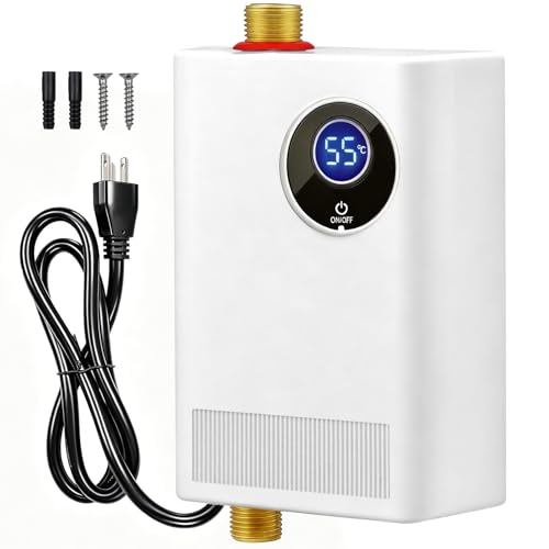 Tankless Water Heater Electric 110V, 3000W Instant Water Heater Under Sink, On Demand Hot Water Heater Electric with Digital Display, Portable Mini Small Water Heater for Kitchen Bathroom RV