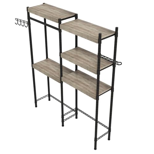 Over Washer and Dryer Storage Shelf, 5-Tier Laundry Room Shelves Heavy Duty Washer Dryer Shelf Freestanding Laundry Drying Rack Space Saver and Organization Shelves for Home