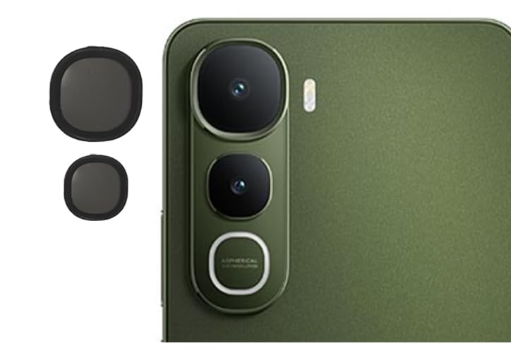 Image of imluckies Camera Ring Lens Protector (Aluminum with Tempered Glass) Compatible for Vivo Y400 Pro - Black (Pack of 2 rings)