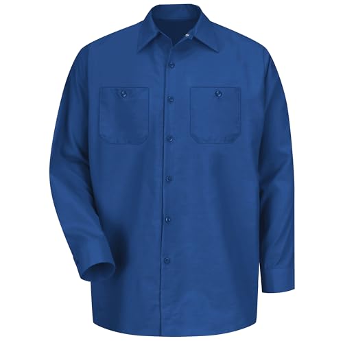 Image of Red Kap Men's Long Sleeve Industrial Work Shirt | Moisture Wicking Button Up, Wrinkle Resistance Fights Fading & Stains