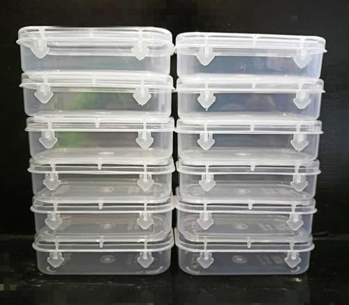 Image of R.P.S Traders Plastic Very Small Rectangular Storage Boxes (Clear, 8.75 x 3.75 x 2.5 Cm) - Set of 12, Rectangular