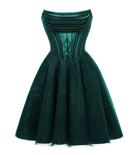 Noras Women's Short Cute Sparkly Sequin Dress Homecoming Tube Emerald