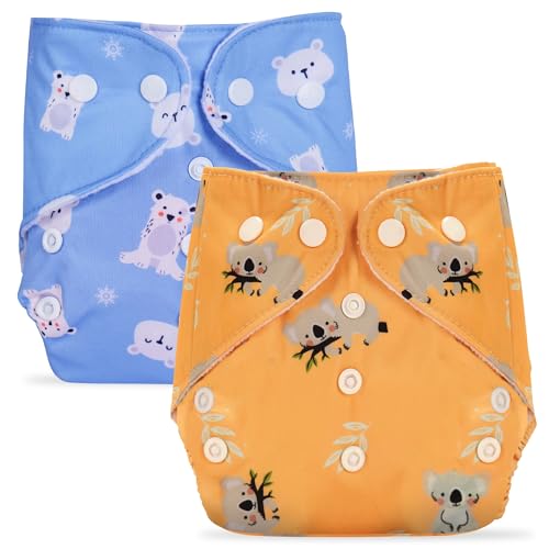 Image of Bumpers Premium & Ultra Soft Reusable Cloth Diaper with Insert Pads | Extra Absorbant, Washable, Waterproof & Adjustable cloth diaper for babies /Kids, 3M-3Years (Combo, Free size, Sea Blue+Beige)