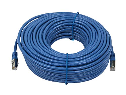 Monoprice Cat6A 100ft Blue Patch Cable Double Shielded (S/FTP) 26AWG 10G Pure Bare Copper Molded RJ45 Entegrade Series Ethernet Cable - Image 2