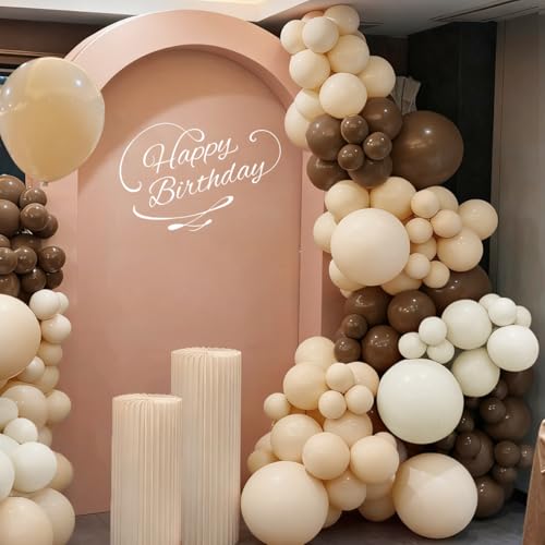 Boho Brown White Nude Balloon Garland Arch Kit, 155Pcs Dark Brown White Sand Neutral Latex Balloons for Woodland Teddy Bear Baby Shower Wedding Birthday Party Decorations - Image 5
