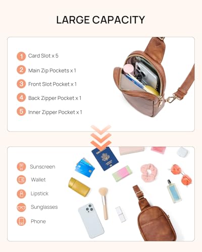 telena small sling bag for women leather crossbody fanny packs chest bag for women