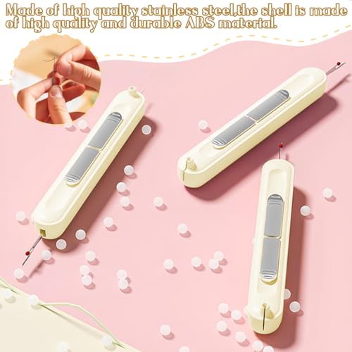 Image of HASTHIP 2 in 1 Needle Threader Seam Ripper, Automatic Sewing Machine Opening Machine Quilting Supplies Sewing Kit Rapid Sewing Machine Circular Sewing Machine, Beige