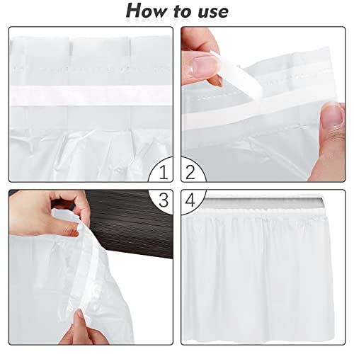 Turstin TN0163 6 Pieces White Plastic Table Skirts 14 Feet X 29 Inch For Rectangle Tables Fitted Tablecloth Disposable Table Cover thumb #3