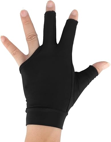 Miniatura 7 de Tbest Guantes de piscina, para mano derecha, 8 bolas de piscina, 4 colores para adultos, 3 dedos, para billar, guantes de billar para hombres y