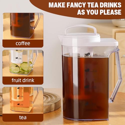 Image of Supvox Cold Brew Coffee Maker 1.6L Glass Kettle with Detachable Mesh Strainer, Leak-Proof Lid, V-Spout Nozzle, and Ergonomic Handle for Cold Brew Coffee, Tea, and Fruit Infusion Drinks