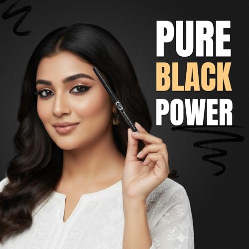 Image of Fashion Colour Intense Kajal Eyeliner | Waterproof & Smudge Proof Kohl Pencil | 12+ Hour Long Stay | Deep Black Retractable Eye Liner | Soft Smooth Glide | Highly Pigmented | Safe for Waterline | Eye Makeup for Women | 0.35g