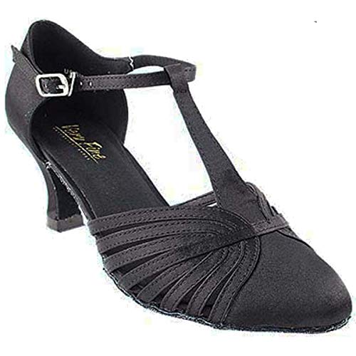 Women's Ballroom Dance Shoes Tango Wedding Salsa Dance Shoes Black Satin 6829BEB Comfortable - Very Fine 2.5