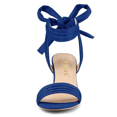 Image of Allegra K Women's Open Toe Ankle Tie Back Block Heels Sandals