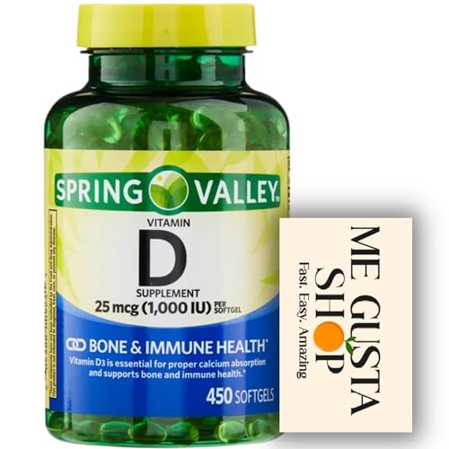 Vitamin D 25mcg 1 000 IU 450 Count Softgels Spring Valley + Pill case